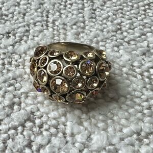 Elegant Gold-Tone Crystal Cocktail Ring, size 7.5